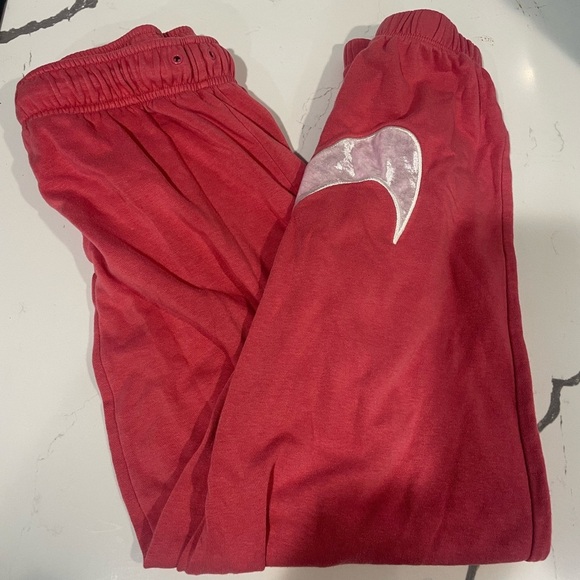 Nike Pink Sweatpants with Nike Swoosh Velour Logo - Picture 1 of 12